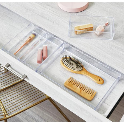 iDesign Clear Drawer Organizer | Plastic Tray, Makeup Storage, Bathroom Vanity, Dresser or Desk - size: XL