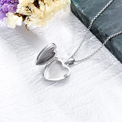 SOULMEET 10K 14K 18K Solid White Gold/Silver Minimalist Style/Infinity Sunflower Heart/Oval Locket Necklace That Holds 1 or 2 Pictures Personalized Photo Locket Necklace Letters Engraving - style: C1-Forever in my heart locket only