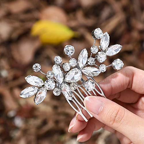 Catery Crystal Wedding Hair Comb Rhinestone Bridal Hairpieces Bridesmaid Clips Accessories for Brides and Women (A Silver) - color: A Silver