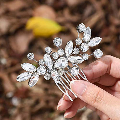 Catery Crystal Wedding Hair Comb Rhinestone Bridal Hairpieces Bridesmaid Clips Accessories for Brides and Women (A Silver) - color: A Silver