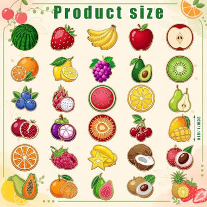 30/60 Pcs Cute Enamel Pins Bulk Plant Flower Animal Halloween Gothic Fall Pumpkin Cartoon Lapel Pin Brooches Jewelry Gift for Backpack Clothes Hats Accessories - style: Fruit