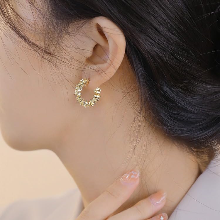 Clip On Hoop Earrings for Women Not Pierced Gold Silver Large Chnky Square Twisted Comfortable Coil Hoop Clip On Earrings - color: Metallic Silver