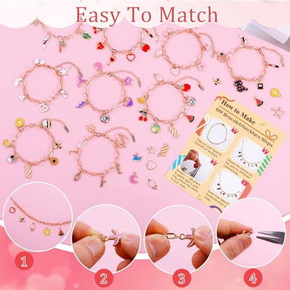 Wurosi 413Pcs Gold Charm Paperclip Charm Bracelet Making Kit for Beginner | Including Paperclip Chain Bracelets, Charms, Jump Rings, Gift Bags, Pliers for Crafts Beginner Supplies Gift - color: 413 Pcs Gold Bracelet