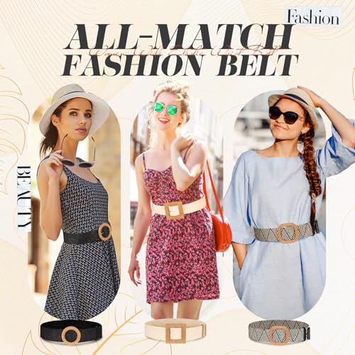 Syhood Woven Belt Dress - color: Black, Black White, Beige, size: Fit Waist Size Below 36''