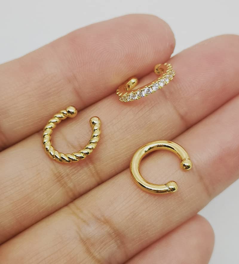 Ear Cuff for Women 14K Gold Plated Cuff Earrings Cubic Zirconia Hoop Huggie Ear Cuffs for Girls Gold Ear Cuffs Non Pierced Ear Clips Cartilage Earring Women Jewelry - color: 6Pcs Gold Set