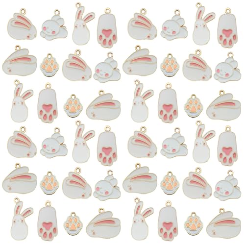 Youdiyla 36pcs Alloy enamel Thanksgiving Easter series rabbit set Pendant Jewelry Making DIY Keychain Earrings Pendant Various Design Charms for Jewelry Making Bracelets Necklace (SN1041) - color: SN1041