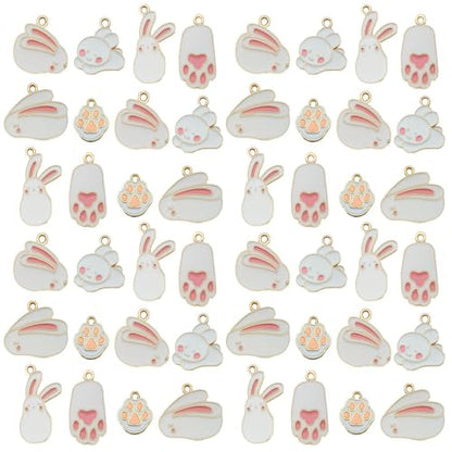 Youdiyla 36pcs Alloy enamel Thanksgiving Easter series rabbit set Pendant Jewelry Making DIY Keychain Earrings Pendant Various Design Charms for Jewelry Making Bracelets Necklace (SN1041) - color: SN1041