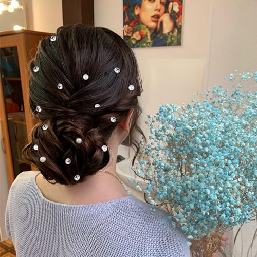 60 Pieces Spiral Rhinestone Hair Studs Gems Twists Coils Hair Clips Diamond Pearl Swirl Hair Pins Crystal Hair Jewels Accessories for Wedding Bridal Prom Party