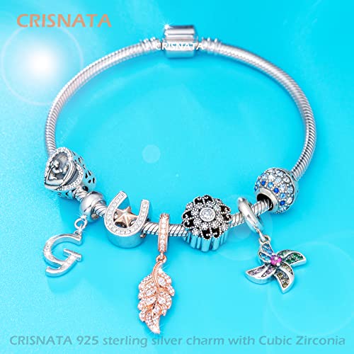 26 Letter Pendant Charms, Polished 925 Sterling Silver Complete Initial A-Z Dangling CZ Stone Alphabet Beads, fits European Bracelet Necklace, Gift for Mother/Father/Daughter/Son/Sister/Aunt - color: Letter G CZ Pendant Charm