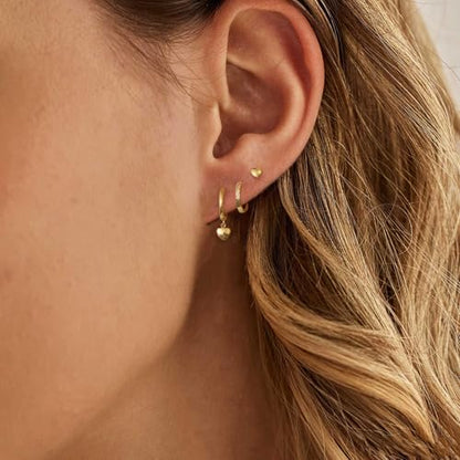 Gold Plated Earrings for Women, 14k Gold Plated Earring Stack Hypoallergenic Pearl Drop Earring Dainty Earrings for Women Trendy Cute Small Huggie Hoop Earring Fashion Womens Jewelry - color: SET24