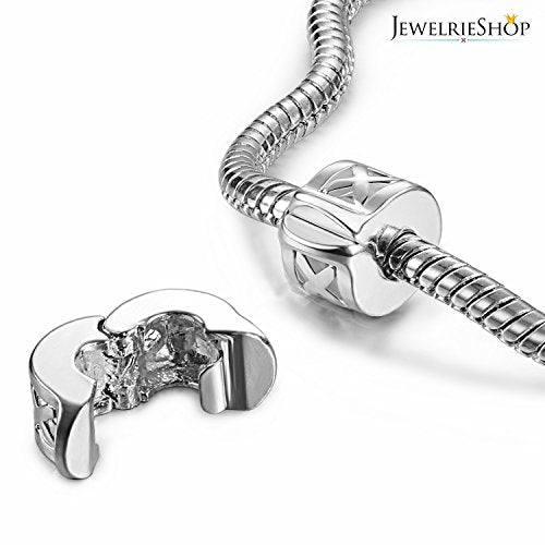 JewelrieShop Clip Spacer Charm for Bracelet Clip Lock Stopper Bead Spacer European Openable Beads 2pcs - color: #07S x 2 Pieces
