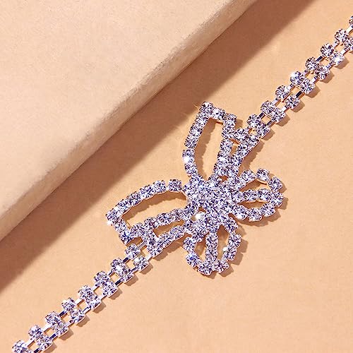 Sora Tuki Ankle Bracelets for Women Tennis Rhinestone Anklets for Women Butterfly Heart Star Cross Anklet Bracelet for Women Plus Size Anklet Bracelets for Big Ankle Beach Foot Jewelry - style: 3 - big butterfly