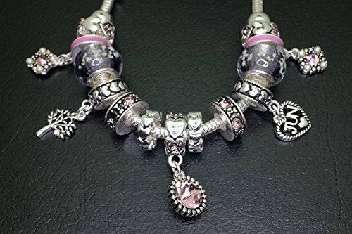 Falari Birthstone Bracelet Multi-Color Charm Beads Silvertone Birthday Gifts for Women - color: 06-June