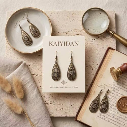 Boho Turquoise Dangle Earrings For Women Trendy,Western Blue Gemstone Drop Earings,Vintage Gothic Ethnic Statement Beach Vacation Long Birthstone Earrings with Leaf Teardrop Turquoise Crystal Tassels,Fashion Jewelry Birthday Gift. - style: A38 Bronze Flow