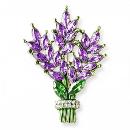 1 Piece Purple Floral Brooch Lavender Flower Brooch for Women Flowers Lapel Pins Crystal Flower Branch Corsage Elegant Dress Accessories for Party Dance Wedding