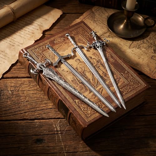 Sword Hair Pin Set, 4 Pcs Gothic Viking Hair Accessories for Women Medieval Hairs Sticks Fantasy Renaissance Hairs Jewelry Cosplay Hairpins Retro Metal Chopsticks Viking Themed Halloween Gifts