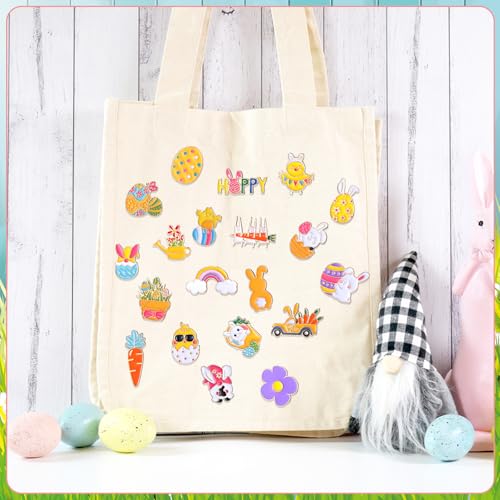 Giegxin 40 Pcs Easter Enamel Pins Bulk Spring Holiday Lapel Pin Bunny Backpack Cute Carrot Easter Eggs Flowers Butterfly Flower Basket Brooch for Women Girls Gifts - style: Easter