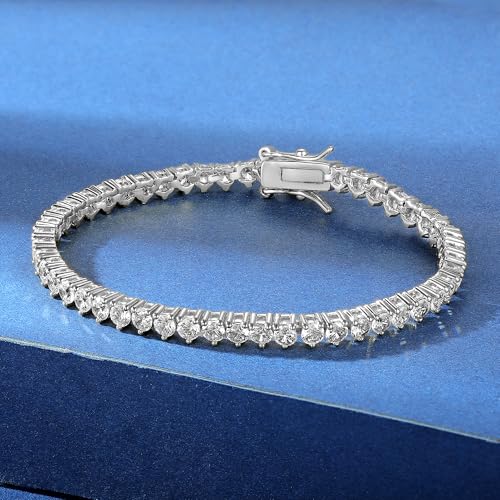 Gemsme 18K White/Yellow Gold Plated 4.0mm Cubic Zirconia Classic Tennis Bracelet 6-9 Inches - color: White Plated, size: 8.5inch
