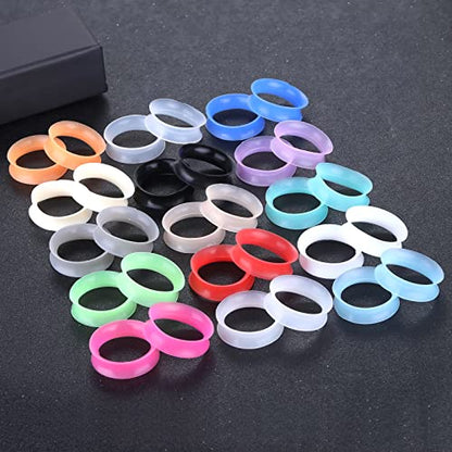 Xpircn 30Pcs Silicone Ear Gauges Flexible Ear Tunnels Plugs Stretchers Expander Double Flared Flesh Ear Piercing Jewelry for Women Men - style: Gauge:1"(25mm)