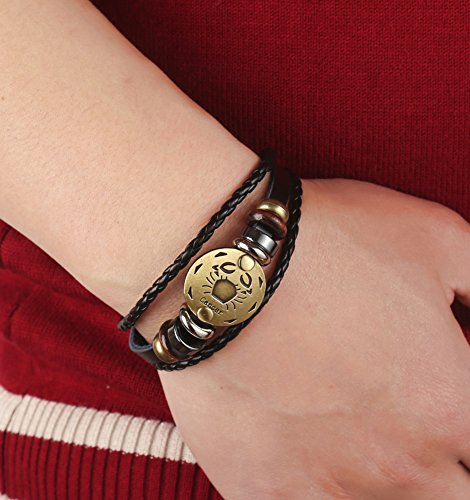 Punk Alloy Leather Bracelet for Constellation Braided Rope Bracelet Bangle - style: Cancer
