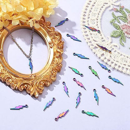 LiQunSweet 30 Pcs Electroplating Flash Shape Weather Themed Charms Celestial Thunder Blot Lightning Charms for DIY Jewelry Making - color: Lightning Charms_30Pcs