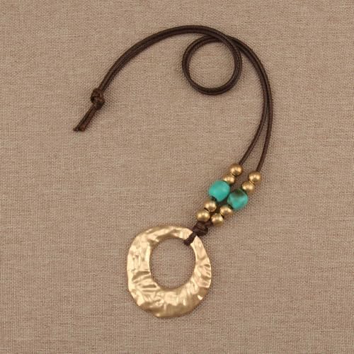 Boho Necklaces for Women Chunky Circle Necklace Bohemian Necklaces | Chunky Boho Necklace for Women Layered Boho Circle Leather Choker Necklace Long Vintage Necklaces Bohemian Jewlery Gifts - style: Boho Hippie Necklace