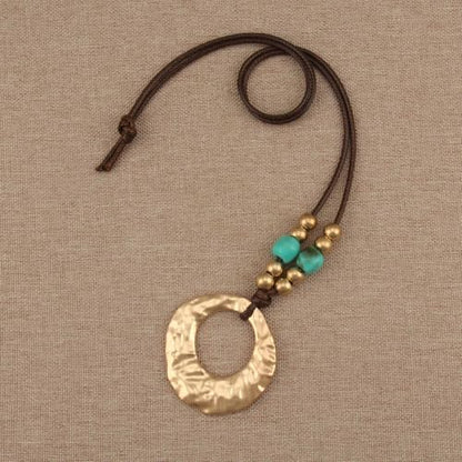 Boho Necklaces for Women Chunky Circle Necklace Bohemian Necklaces | Chunky Boho Necklace for Women Layered Boho Circle Leather Choker Necklace Long Vintage Necklaces Bohemian Jewlery Gifts - style: Boho Hippie Necklace