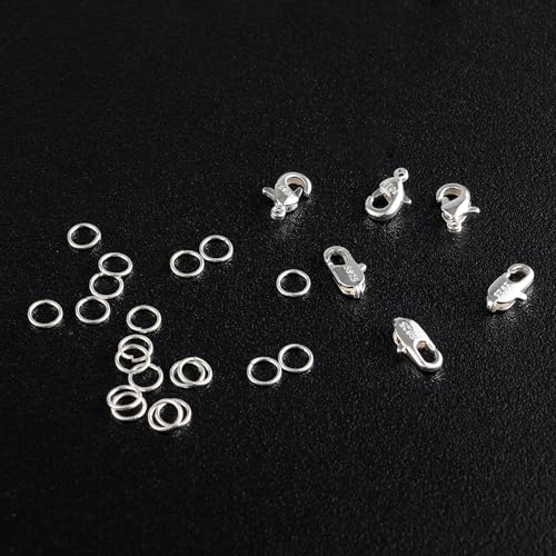 925 Sterling Silver Jewelry Making Lobster Clasps with Open Jump Rings Set | 26PCS Small Spring Italian Clasps Lobster Claw Jump Rings Necklace Chains Connect Link Repair kit Supplies Jewelry Findings - color: 26PcsA