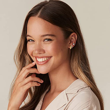 PAVOI 14K Gold Plated Chunky Huggie Earrings for Women, Small Hoop Earrings | Hypoallergenic Earrings with 925 Sterling Silver Posts, Trendy Ultra Thick Huggie Hoop Earrings - style: Thick