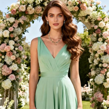 Cubic Zirconia Leaf Vine Wedding Jewelry Set for Bride Women Bridesmaid | Pear-Shaped Birthstone, Necklace Dangle Earrings for Bridesmaid, Silver-Plated-Brass - color: 2pcs_Green Gold-Plated-Brass