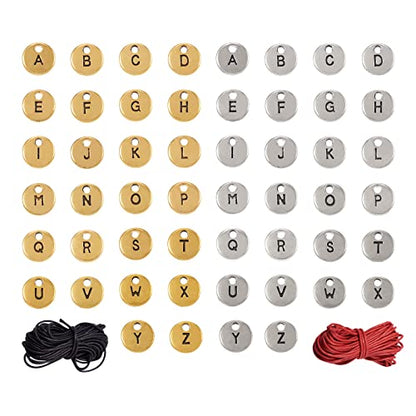 Craftdady Letter Charms Capital Pendants Mixed A-Z Initial Letter Number Charms DIY Bracelet Necklace Pendants for Jewelry Making, Gold, Antique Silver, Platinum - color: Gold & Silver, Flat Round