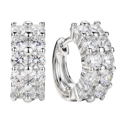 MISS MIMI Sparkle Pavé Hoop Earrings for Women, 925 Silver Posts | Elegant Sparkle Design,Lightweight Comfort , Multiple Hoop Styles , 925 Silver Posts , Everyday Jewelry Gift - style: 0.55 Inch Hoop