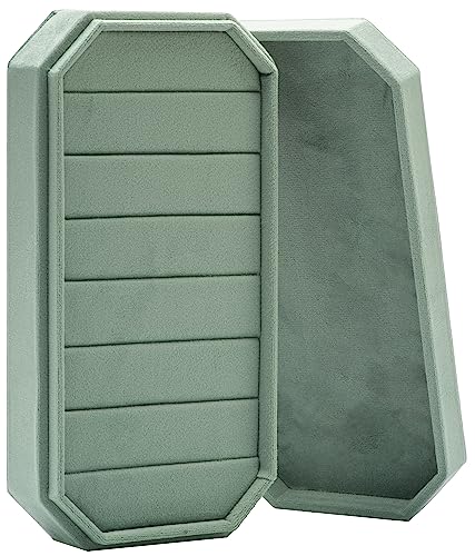 Velvet Ring Organizer Display Tray Jewelry Box Earring Holder Case | for Wedding Birthday Christmas Day (Emerald Green) - color: Emerald Green
