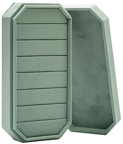 Velvet Ring Organizer Display Tray Jewelry Box Earring Holder Case | for Wedding Birthday Christmas Day (Emerald Green) - color: Emerald Green