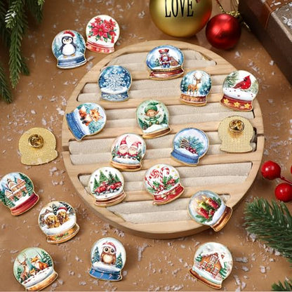 30/60 Pcs Cute Enamel Pins Bulk Plant Flower Animal Halloween Gothic Fall Pumpkin Cartoon Lapel Pin Brooches Jewelry Gift for Backpack Clothes Hats Accessories - style: Christmas