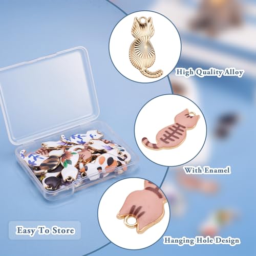 Enamel Cat Charms Alloy Enamel Pendants Cute Animal Pendants Lovely Cute Kitty Charm for Bracelet DIY Necklace Earrings Keychain Dangle Craft Jewelry Making - style: Back Backed Cat
