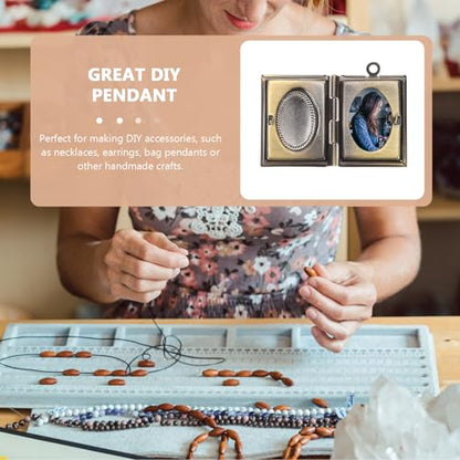LIFKOME Vintage Book Locket Photo Pendant 2 Pcs Picture Locket Charms for Necklace Bracelet Jewelry Making Mini Photo Frame Ornament 0.86 X 0.70 X 0.19 in