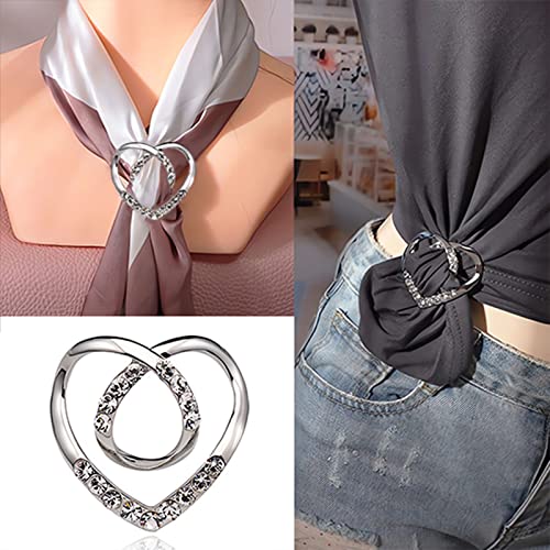 6PCS Silk Scarf Ring Clip T-shirt Tie Clips for Women Waist Buckle for Shirts Clothing Silver Zinc Alloy Clothing Ring Wrap Holder