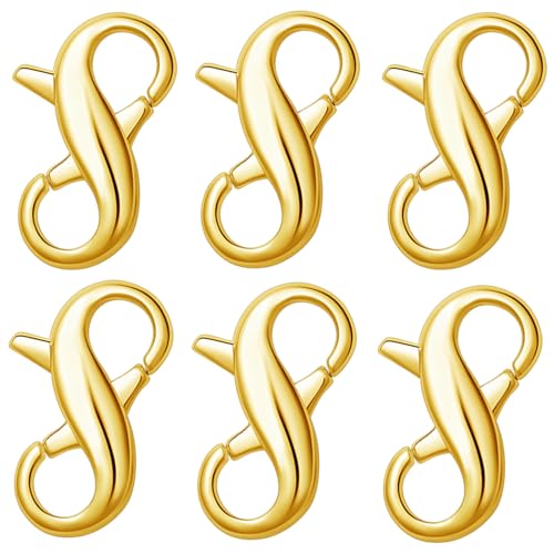 Stainless Steel Lobster Clasp,Lobster Clasp Necklace Extender, Bracelet Connector for DIY Jewelry Repair, Gold,Silver (6pcs Gold) - color: 6pcs gold