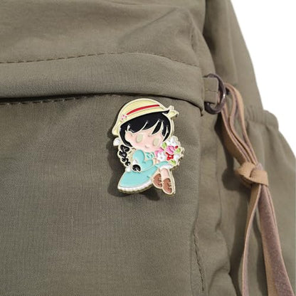 MemeChic 4Pcs Kawaii Enamel Pin Set, Cute Anime Lapel Pins, Cartoon Funny Pin Bulk Set Brooch Button Aesthetic Badges for Backpacks, Jackets, Gifts for Kids Girls Boys Festival Present
