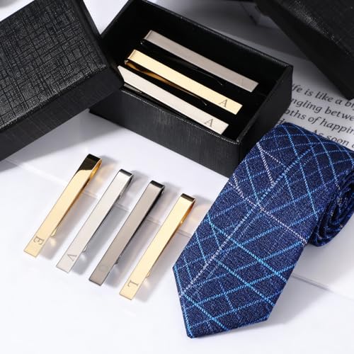 PATIKIL Tie Pins for Men, Stainless Steel Letter Necktie Bar Pinch Set Mens Tie Clip with Gift Box for Wedding