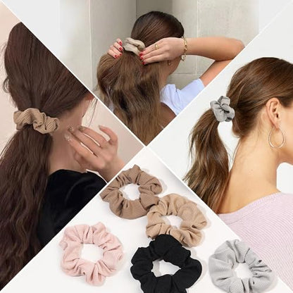 Ivyu Hair Scrunchies for Women - Hair Ties No Damage Both for Thick Hair or Thin Hair Curl Hair No Crease Black Scrunchies Ponytail Holder No Hurt Your Hair - color: Black