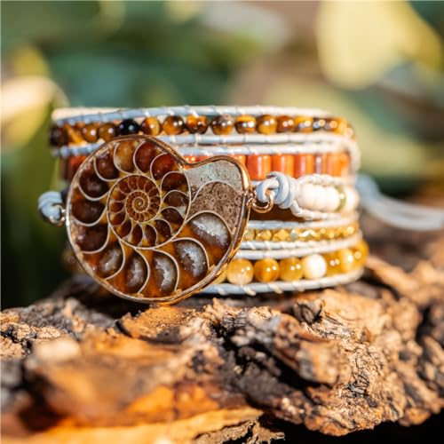 YGLINE Boho Handmade Wrap Leather Tube Crystal Stone Bracelet for Women - color: Fossil-5w