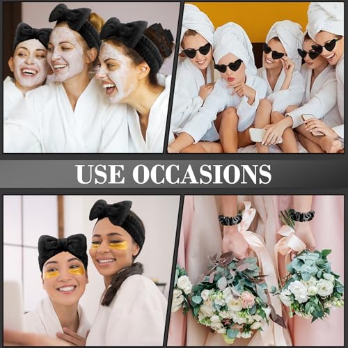 Semato 4 Pcs Black Bridesmaid Proposal Gifts Bridesmaid Spa Headband, Hair Claw Clips, Heart Shaped Sunglasses and Smooth Satin Scrunchies - color: Black
