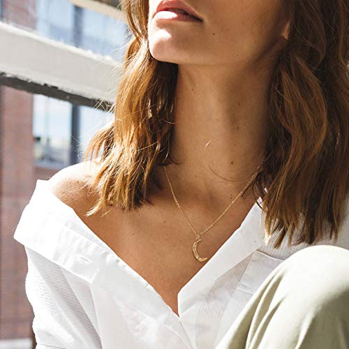 MTMY Gold Moon Pendant Necklace for Women,14K Gold Plated Dainty Chain Crescent Moon Sun Star Necklace Jewelry - style: moon