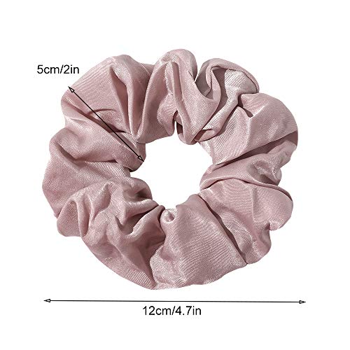Ivyu Silk Satin Scrunchies - No Crease Hair Ties for Women, Thick Hair Ponytail Holders with Soft Elastic Bands - color: Gray Pink Light Pink Light Purple