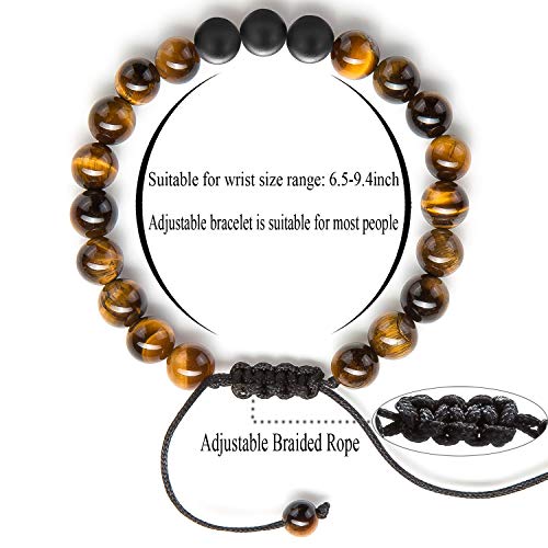 Men Women 8mm Tiger Eye Stone Beads Bracelet - color: Tiger Eye Matte-21018