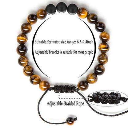 Men Women 8mm Tiger Eye Stone Beads Bracelet - color: Tiger Eye Matte-21018
