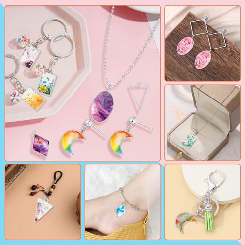 Oubaka 50pcs Open Bezel Pendants 5 Styles Open Back Bezel Pendant Open Frame Pendant Resin Craft Bezels for Resin Casting,Necklace,Earrings,Pressed Flower,DIY Crafts(White K) - color: 50pcs;White K;5 Styles