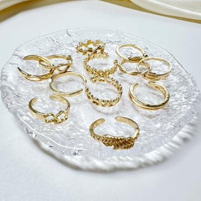 12PCS Toe Rings for Women 14K Gold/Silver Plated Adjustable Toe Ring Set Open Heart Arrow Infinity Rings Beach Foot Jewelry for Summer - color: Gold